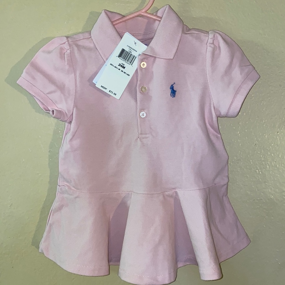 Toddler girls peplum polo shirt in light pink